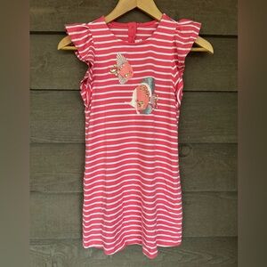 Gymboree pink and white striped Fish dress sz 10
